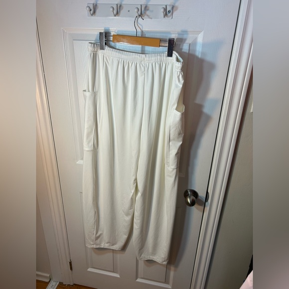 Halara Mid Rise Elastic Waistband Drawstring Pocket Palazzo Flowy Wide Leg Pants - Picture 4 of 7